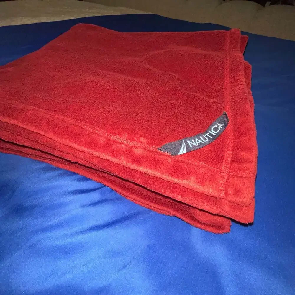 Nautica Red Fleece Throw Blanket